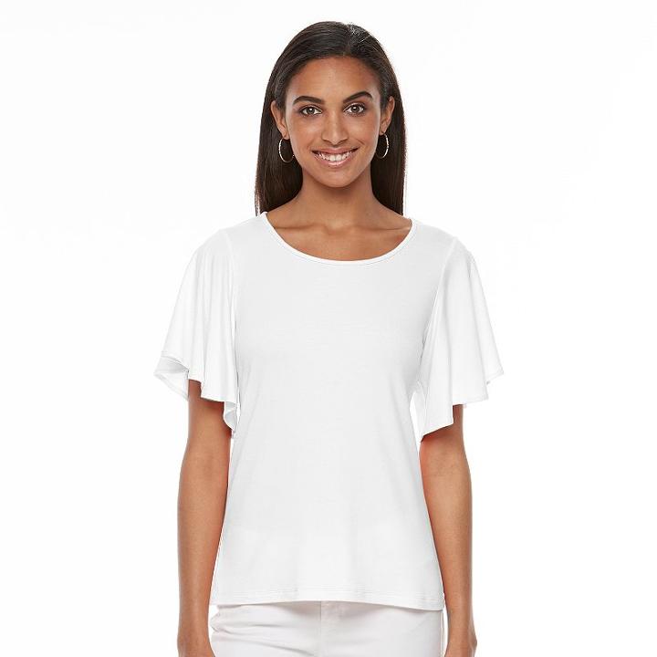 Women's Apt. 9&reg; Solid Flutter Tee, Size: Small, White