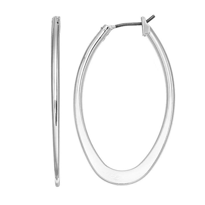 Napier Flat Tube Nickel Free Oval Hoop Earrings, Women's, Silver