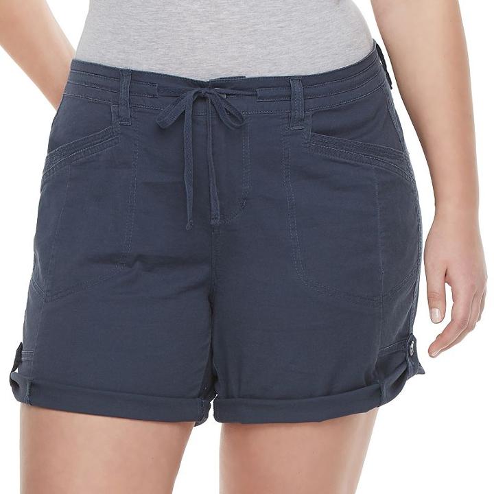 Juniors' Plus Size Unionbay Gwyneth Roll Tab Midi Shorts, Girl's, Size: 14 W, Brt Blue