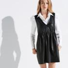 K/lab Faux-leather Pinafore Dress, Teens, Size: Xs, Black