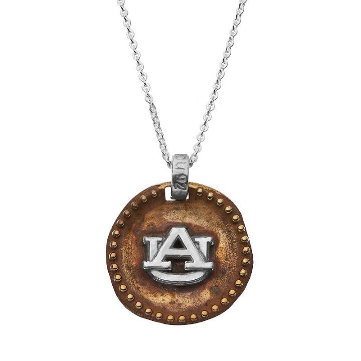 Dayna U Sterling Silver Auburn Tigers Antiqued Coin Pendant Necklace, Women's, Size: 18, Grey