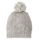 Sijjl, Women's Wool Cable-knit Pom-pom Beanie, Grey