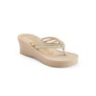 Candie's&reg; Women's Bling Wedge Thong Sandals, Size: Medium, Med Brown