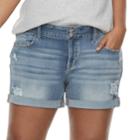 Juniors' Plus Size So&reg; Double-button Denim Midi Shorts, Teens, Size: 24, Dark Blue