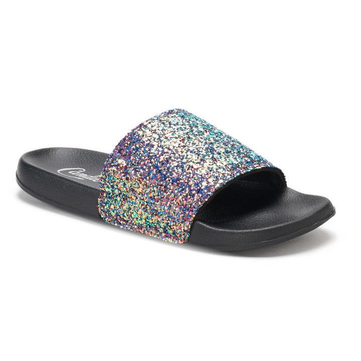 Women's Candie's&reg; Glitter Slide Sandals, Size: Xl, Black
