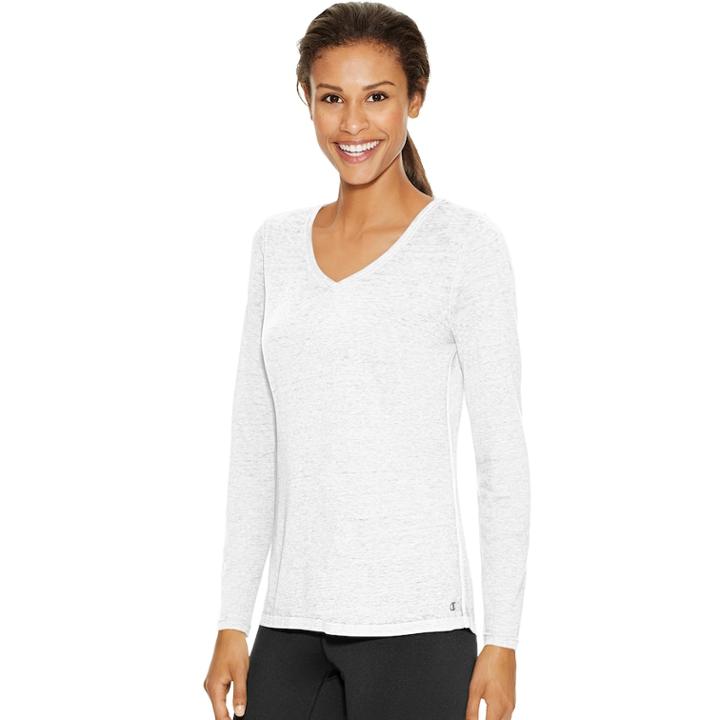 Women's Champion Sugar Wash Long Sleeve Tee, Size: Medium, White