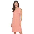 Women's Croft & Barrow&reg; Pintuck Fit & Flare Dress, Size: Medium, Lt Orange