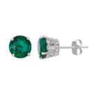Sterling Silver Simulated Emerald & Lab-created White Sapphire Stud Earrings, Women's, Green