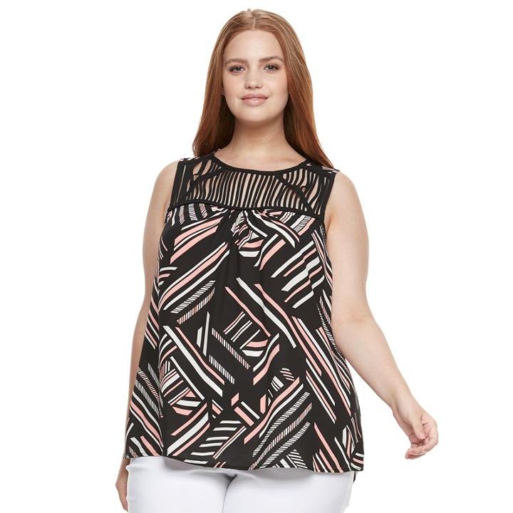 Plus Size Apt. 9&reg; Strappy-yoke Tank, Women's, Size: 4xl, Black