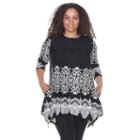 Plus Size White Mark Medallion Shark-bite Tunic, Women's, Size: 2xl