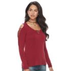 Women's Rock & Republic&reg; Strappy Cold-shoulder Tee, Size: Xs, Red