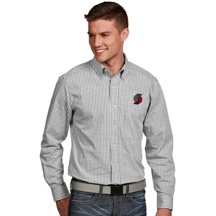 Men's Antigua Portland Trail Blazers Associate Plaid Button-down Shirt, Size: Medium, White Oth
