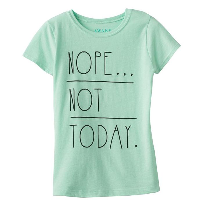Girls 7-16 Nope Not Today Graphic Tee, Girl's, Size: Medium, Lt Green