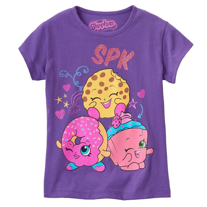 Girls 4-6x Shopkins Glitter Spk Tee, Girl's, Size: 6, Purple