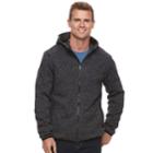 Men's Apt. 9&reg; Marled Sherpa-lined Sweater Fleece Hooded Jacket, Size: Large, Dark Grey