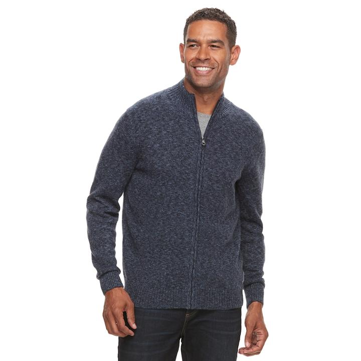 Men's Croft & Barrow&reg; Full-zip Sweater, Size: Xl, Dark Blue