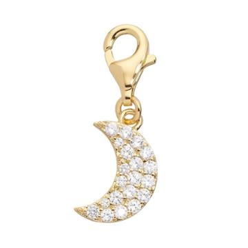 Tfs Jewelry 14k Gold Over Cubic Zirconia Moon Charm, Women's, White