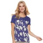 Women's Apt. 9&reg; Printed Mixed-media Tee, Size: Small, Drk Purple