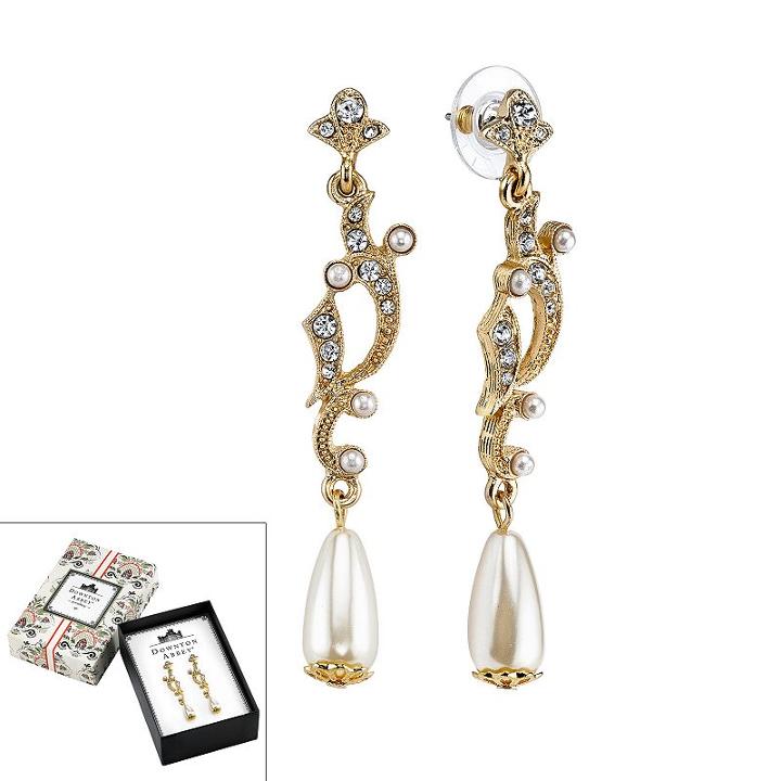 Downton Abbey Openwork Drop Earrings, Women's, White