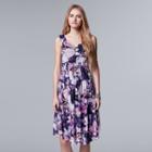 Women's Simply Vera Vera Wang Floral Mesh A-line Dress, Size: Medium, Drk Purple