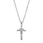 Delicate Diamonds Sterling Silver Heart Cross Pendant Necklace, Women's, Grey