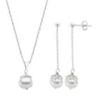 Pearlustre By Imperial Sterling Silver Freshwater Cultured Pearl Pendant & Drop Earring Set, Women's, White