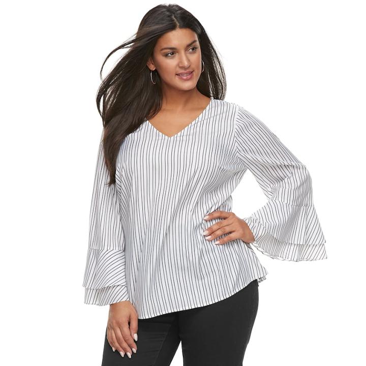 Plus Size Apt. 9&reg; Double Bell Sleeve Top, Women's, Size: 1xl, White
