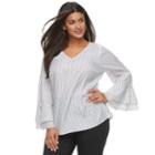 Plus Size Apt. 9&reg; Double Bell Sleeve Top, Women's, Size: 1xl, White