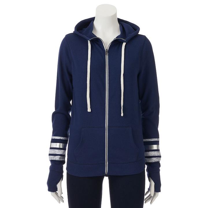 Juniors' Plus Size So&reg; Zip Up French Terry Hoodie, Size: 3xl, Drk Purple