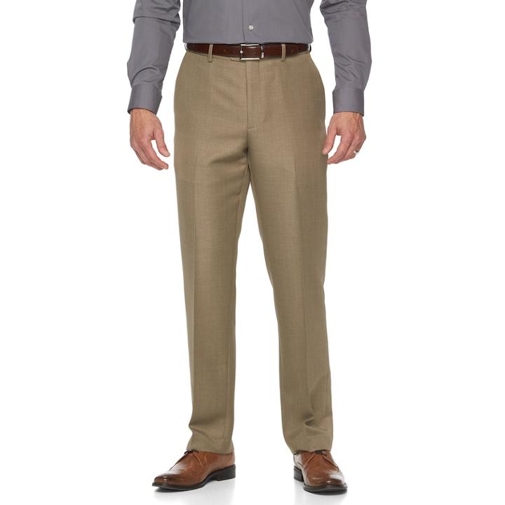 Big & Tall Croft & Barrow&reg; Essential Classic-fit Flat-front Dress Pants, Men's, Size: 48x32, Brown