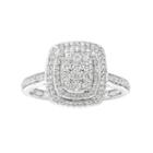 10k White Gold 1/2 Carat T.w. Diamond Halo Ring, Women's, Size: 8