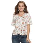 Juniors' American Rag Floral Twist-front Top, Teens, Size: Xs, White