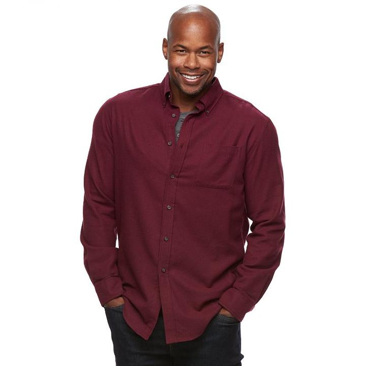Men's Croft & Barrow&reg; True Comfort Plaid Classic-fit Flannel Button-down Shirt, Size: Large, Red