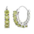 Peridot Sterling Silver Hoop Earrings, Women's, Green