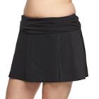 Plus Size A Shore Fit Hip Minimizer Cover-up Swim Skirt, Women's, Size: 22 W, Black