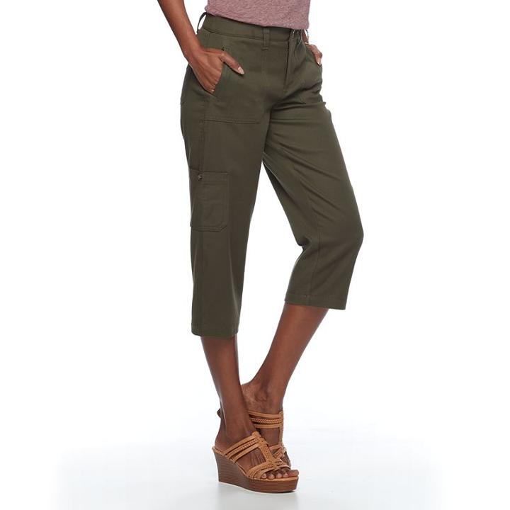 Women's Croft & Barrow&reg; Twill Utility Capris, Size: 6, Green