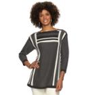 Women's Chaps Colorblock Tunic Sweater, Size: Small, Grey