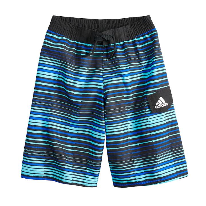 Boys 8-20 Adidas Vara Stripe Swim Trunks, Size: Small, Turquoise/blue (turq/aqua)