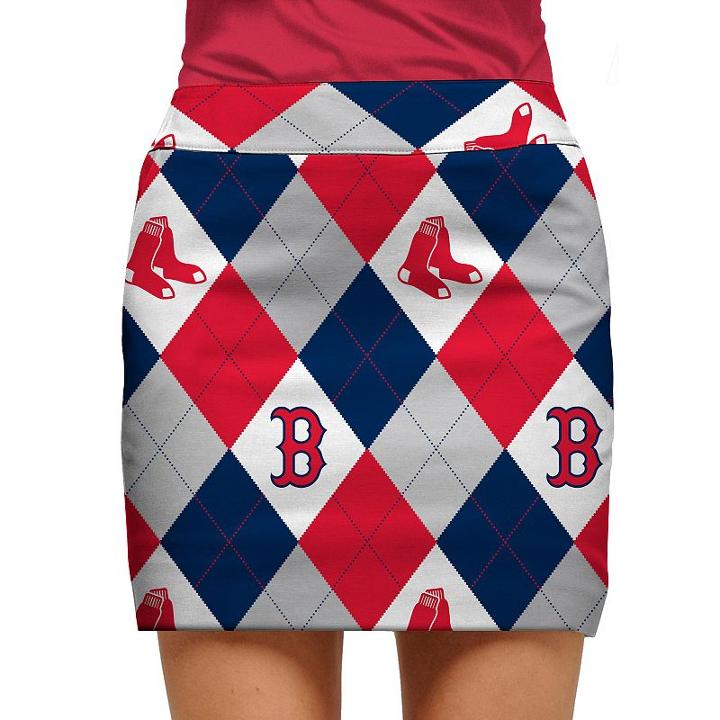 Women's Loudmouth Boston Red Sox Golf Argyle Skort, Size: 4, Brt Red