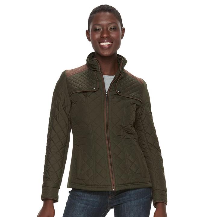 Women's Weathercast Quilted Side-stretch Jacket, Size: Medium, Green