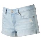 Juniors' So&reg; Rolled Denim Shortie Shorts, Girl's, Size: 11, Light Blue