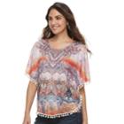 Women's World Unity Printed Popover Top, Size: Xxl, Orange