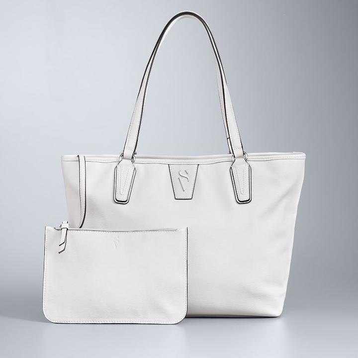 Simply Vera Vera Wang Signature Tote With Attached Pouch, Women's, White