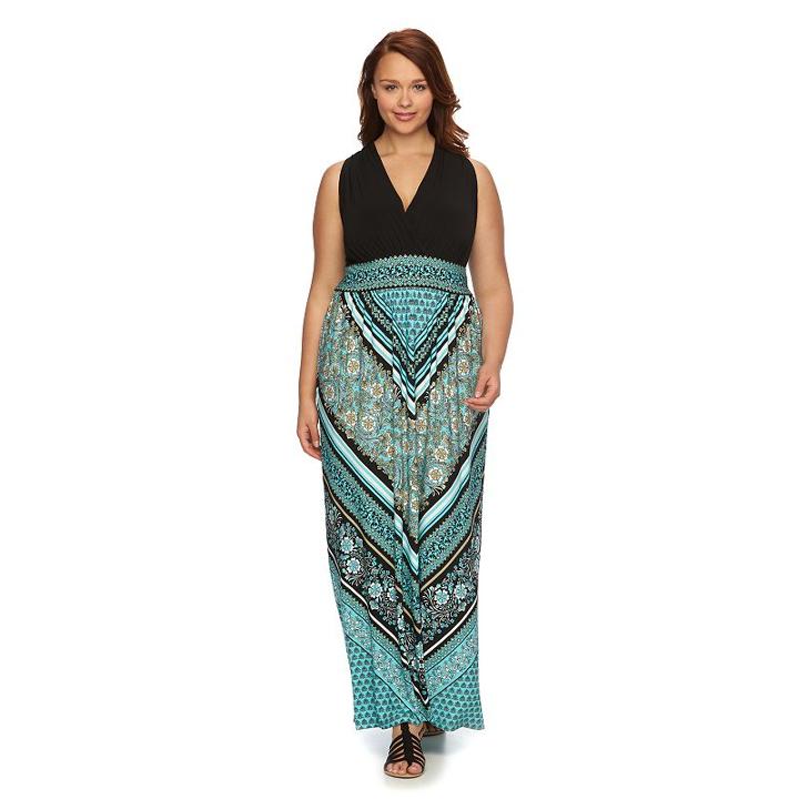Plus Size Suite 7 V-neck Maxi Dress, Women's, Size: 14 W, Red Other