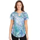 Plus Size Gloria Vanderbilt Print Keyhole Top, Women's, Size: 1xl, Med Blue