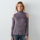 Women's Sonoma Goods For Life&trade; Cold-shoulder Marled Tee, Size: Large, Drk Purple
