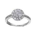Primrose Sterling Silver Cubic Zirconia Flower Ring, Women's, Size: 8, Grey