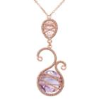 Amethyst 18k Rose Gold Over Silver Scrollwork And Chain-wrapped Necklace, Women's, Size: 18, Purple