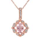 Stella Grace Morganite & Diamond Accent 10k Rose Gold Pendant Necklace, Women's, Size: 17, Pink
