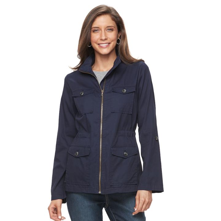 Women's Croft & Barrow&reg; 4-pocket Utility Jacket, Size: Small, Blue